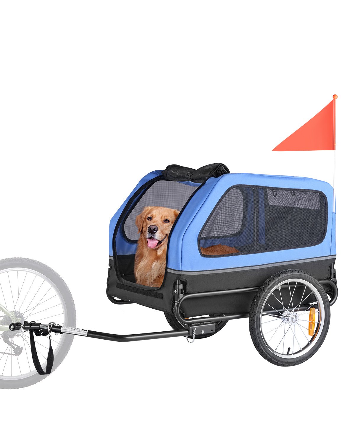 VEVOR hondenaanhanger, tot 40 kg, fietsaanhanger voor kleine en grote honden, opvouwbaar frame met wielen, universele fietskoppeling, vlag, interne riem, 1320x715x750 mm