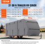 VEVOR Travel Trailer Cover, 27-30 ft RV Cover, 4-Layer Non-Woven Fabric Camper Cover, Waterproof, Windproof and Rip-Stop Class A RV Cover, with Storage Bag, Repair Patches, Straps and Tire Covers