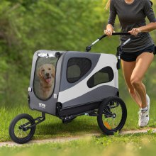 VEVOR hondenfietskar, draagvermogen tot 45 kg, 2 in 1 fietsendrager voor kinderwagen, eenvoudig opvouwbaar wagenframe met snelontgrendelingswielen, universele fietskoppeling, reflecterend