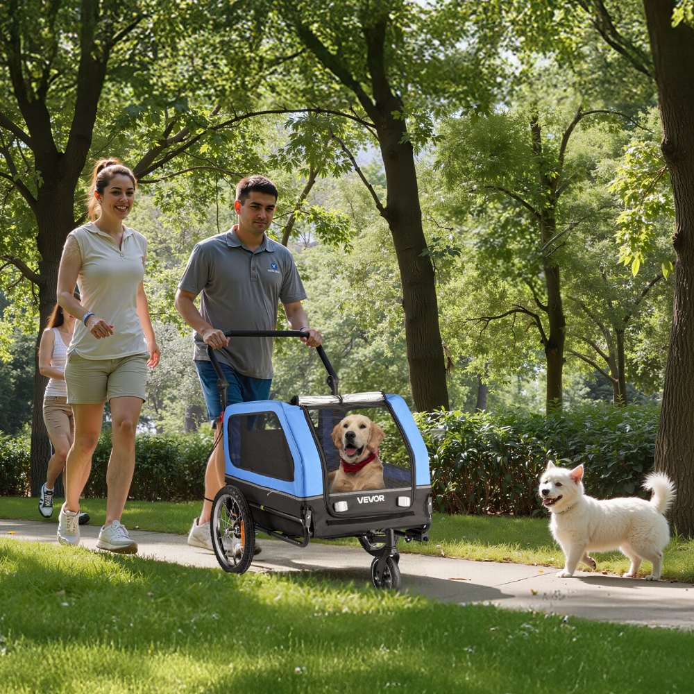 VEVOR hondenaanhanger, tot 40 kg, 2-in-1 fietsaanhanger voor kleine en grote honden, opvouwbaar frame met wielen, universele fietskoppeling, incl. vlag, interne riem, 1380x755x800 mm