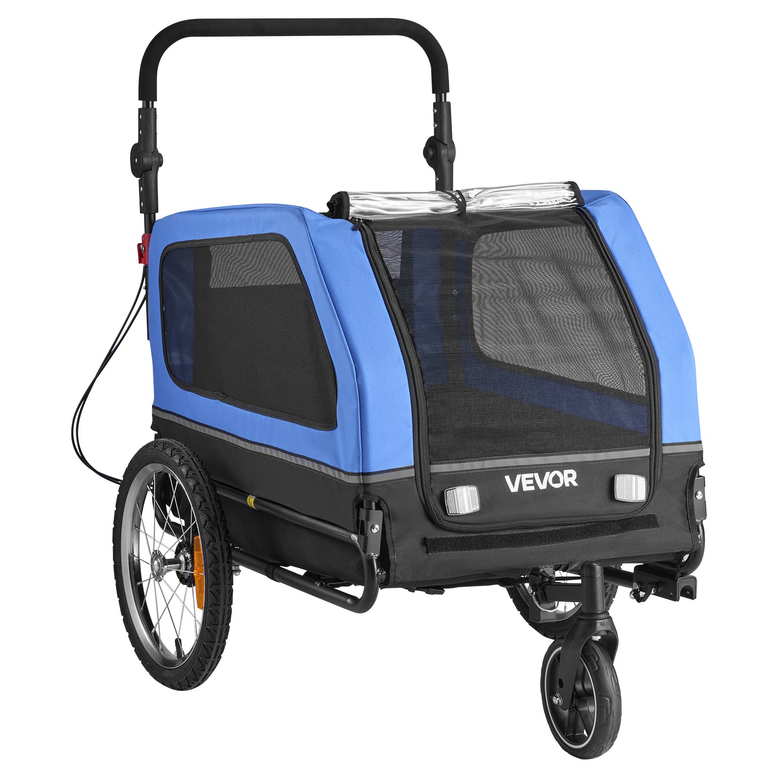 VEVOR hondenaanhanger, tot 40 kg, 2-in-1 fietsaanhanger voor kleine en grote honden, opvouwbaar frame met wielen, universele fietskoppeling, incl. vlag, interne riem, 1380x755x800 mm