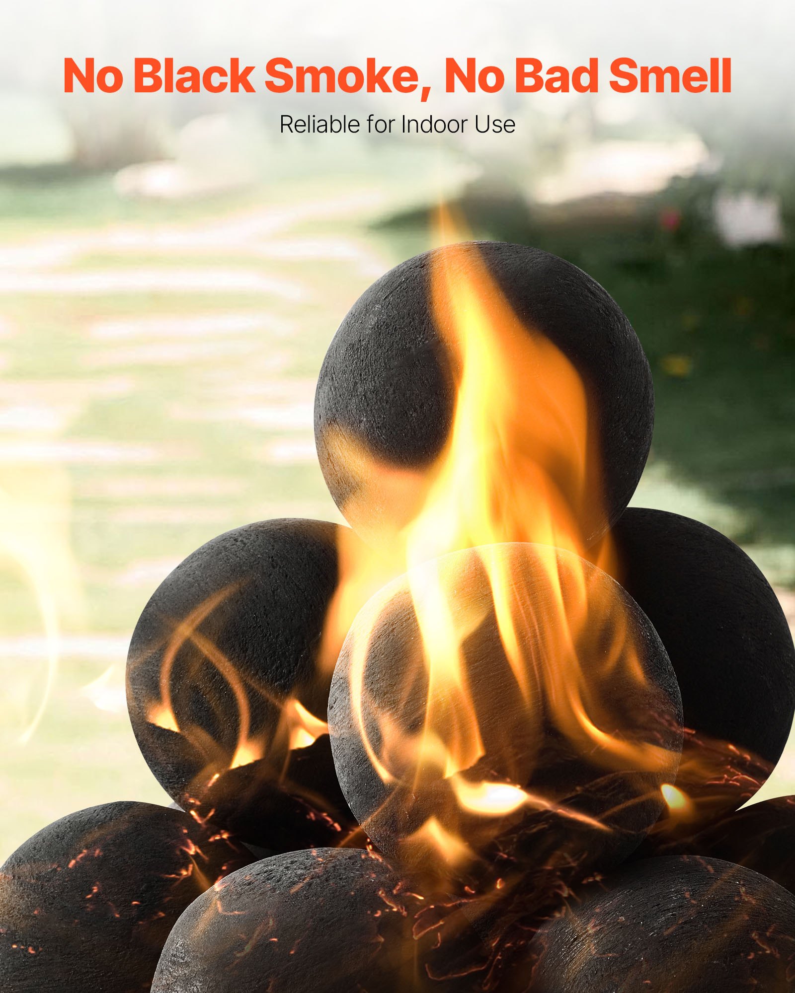 VEVOR Ceramic Fire Balls, 100 mm 12 Pcs Round Fire Stones, Reusable Lava Rocks Indoor and Outdoor Use, Decorative Fire Pit Rocks for Propane/Gas Fireplace, Stove, Courtyard, Camping, Black