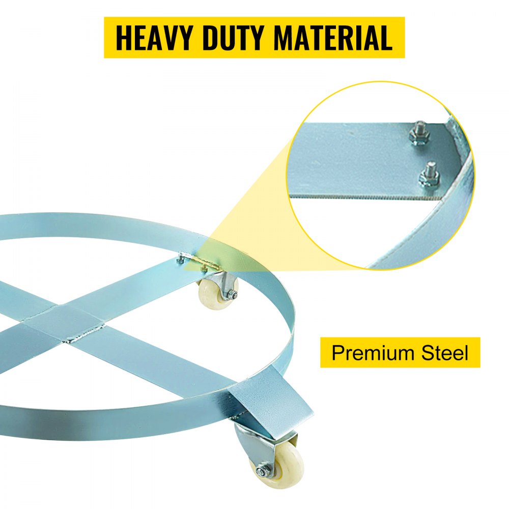 VEVOR Draaibare Trommel Dolly 30 Gallon Met 4 Zwenkwielen Kruisbanden Stabiliteit Handling