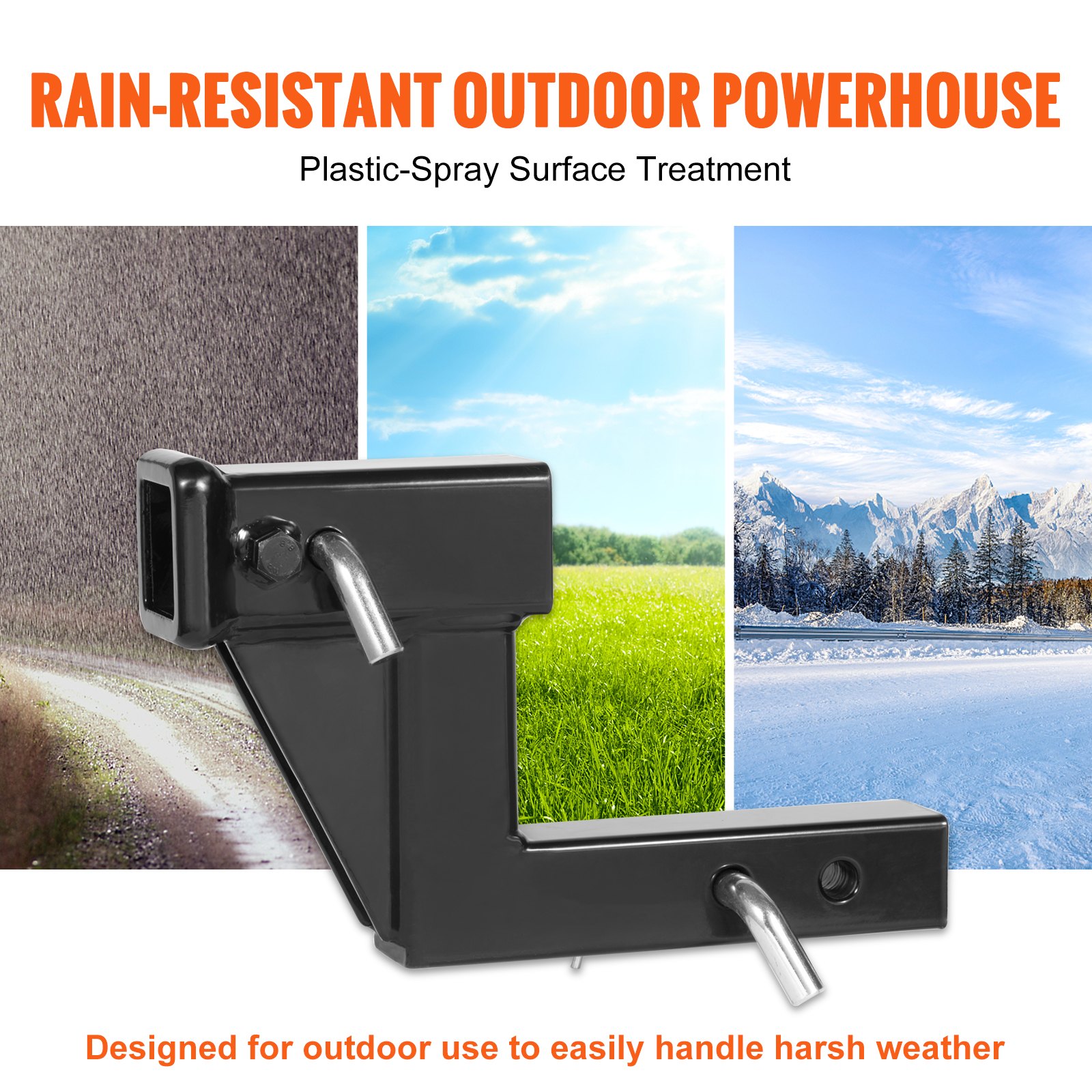 VEVOR Trailer Hitch Riser, for 2" Receiver with 6" Rise/Drop, Trailer Receiver Hitch Extender Extension Adapter, 7" and 9" Extension Length, 4000 lbs Max Towing Capacity, Hitch Pins Included, Black