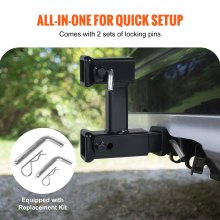 VEVOR double hitch extension for 5.08 cm trailer hitch receiver hitch adapter extension to 25.4 cm adjustable length 1.81T towing capacity including hitch pins screw and nut set