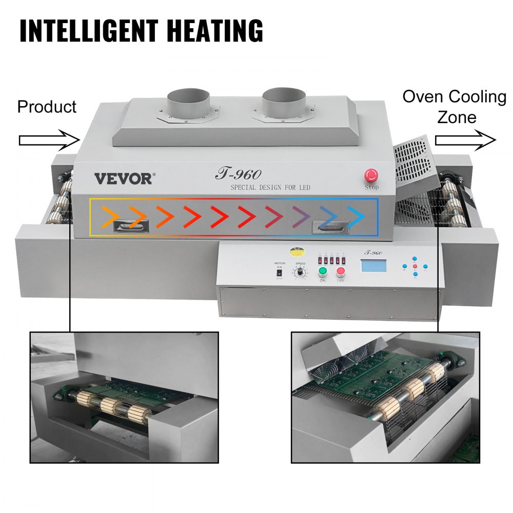 Vevor Reflow Oven Reflow Soldering Machine 300x960mm Reflow Machine T-960 220v