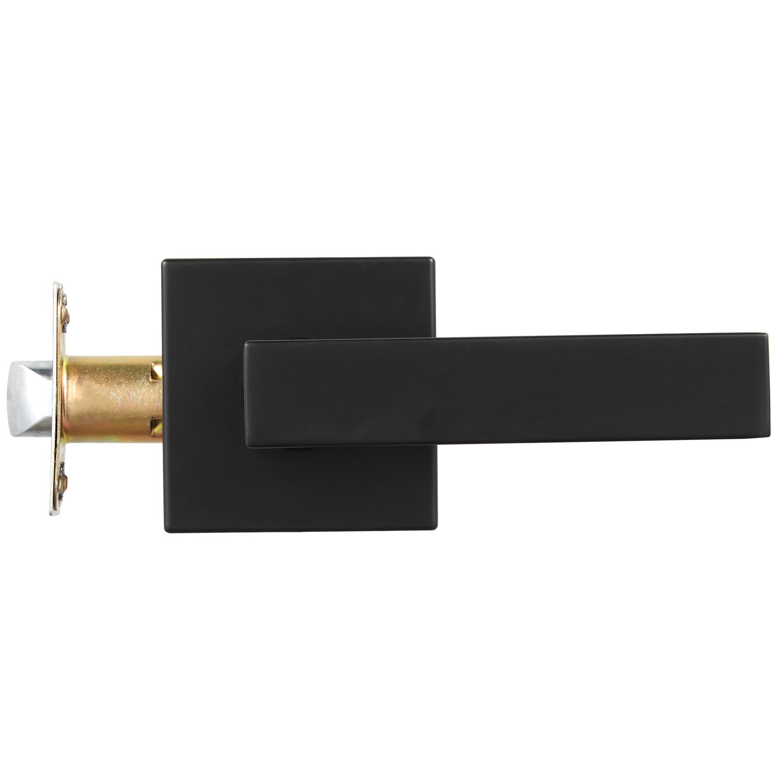 VEVOR Passage Door Handle, 1 Pack Matte Black Door Lever, Left or Right Handing Reversible Lever Non-Locking, 45° Rotation to Open, Universal Square Interior for Hallways, Closets, Meeting Spaces