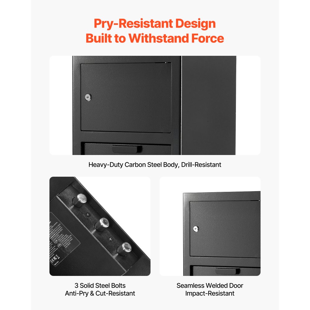 VEVOR Drop Safe 3,6 kubieke voet drop safe met grote gleuf in het midden, drop cabinet safe met toetsenbord & 3 niveaus & reservesleutels voor contant geld bankontvangstdocument