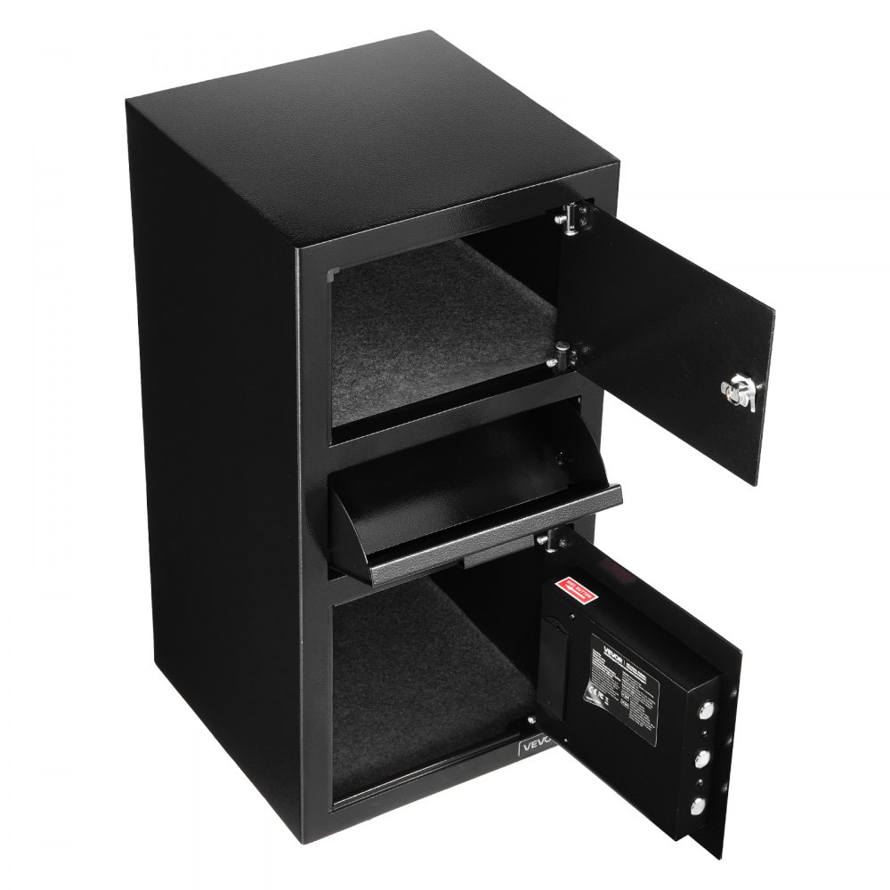 VEVOR Drop Safe 3,6 kubieke voet drop safe met grote gleuf in het midden, drop cabinet safe met toetsenbord & 3 niveaus & reservesleutels voor contant geld bankontvangstdocument