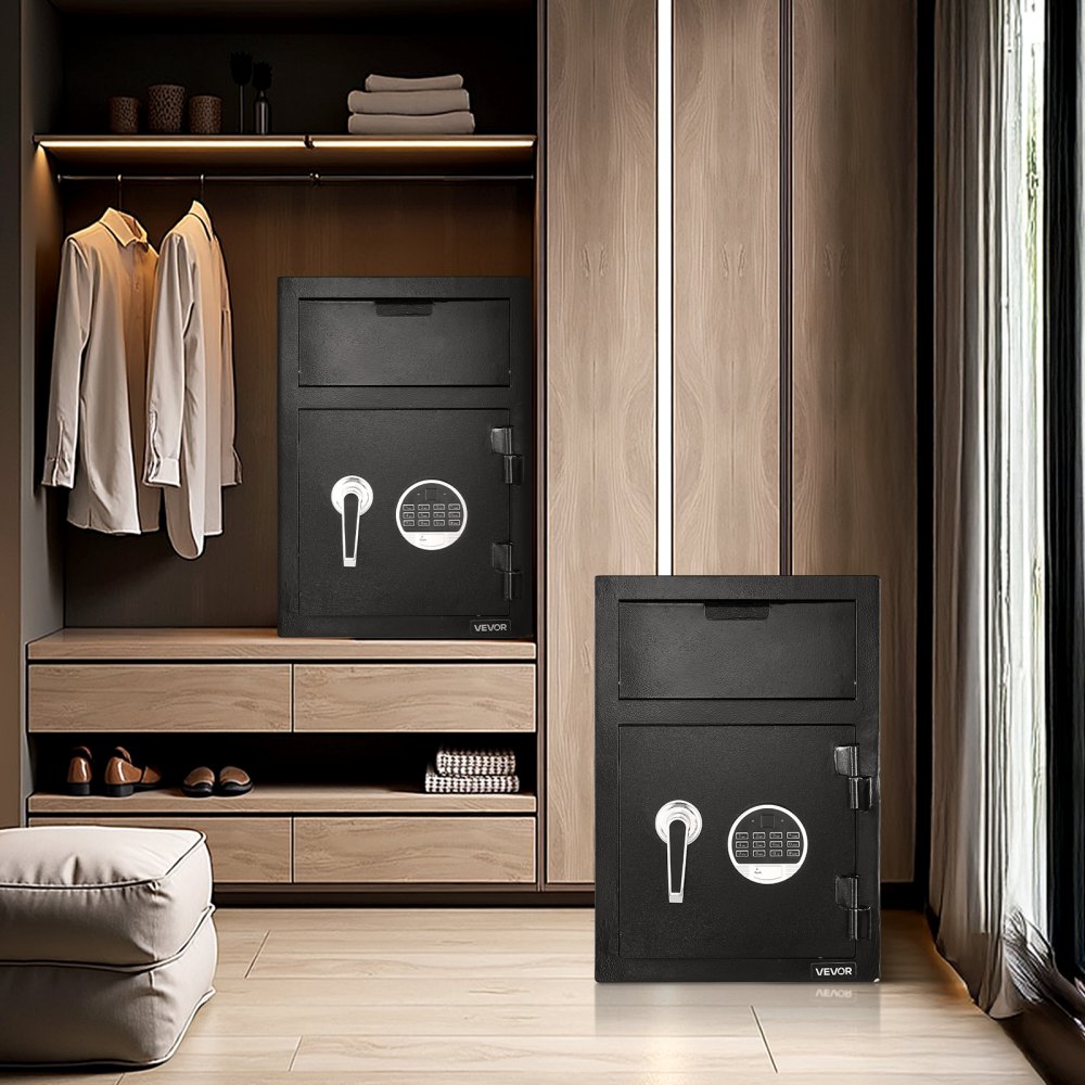 VEVOR Drop Safe 1,2 kubieke voet drop safe met grote voorsleuf, drop cabinet safe met digitaal toetsenbord & 2 niveaus & reservesleutels voor contant geld bankontvangsten