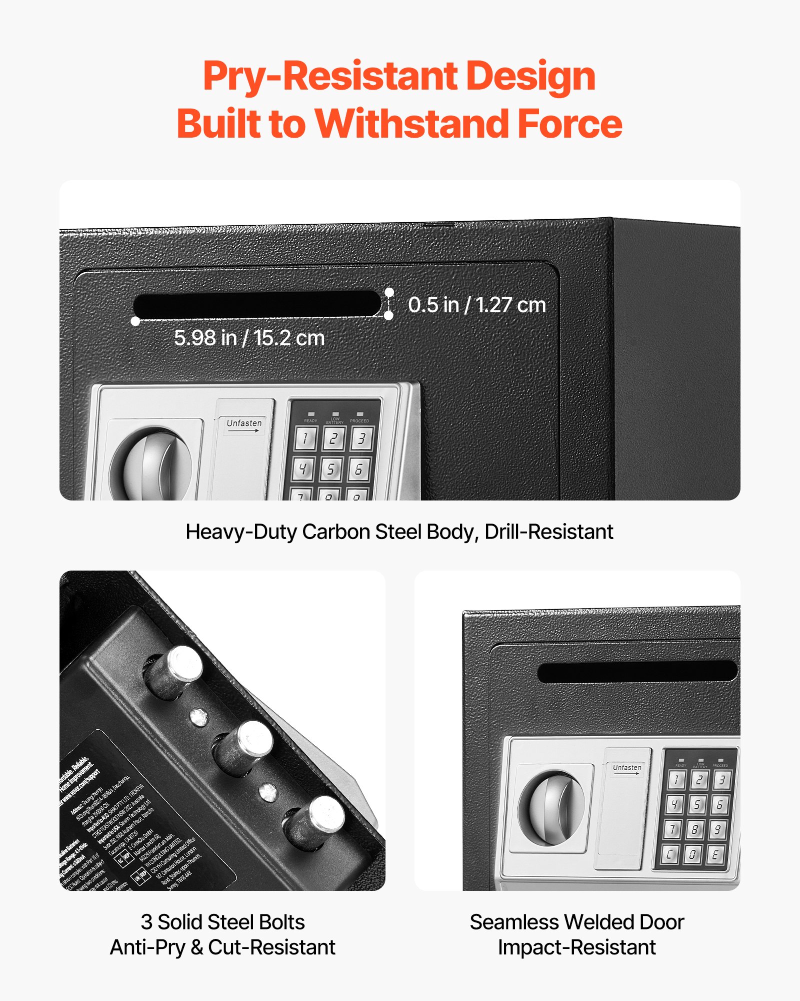 VEVOR Drop Safe 0,6 kubieke voet drop safe met handige drop gleuf aan de voorkant, drop cabinet safe met toetsenbord & draaiknop & 2 sleutels voor contant geld bankbonnen factuur