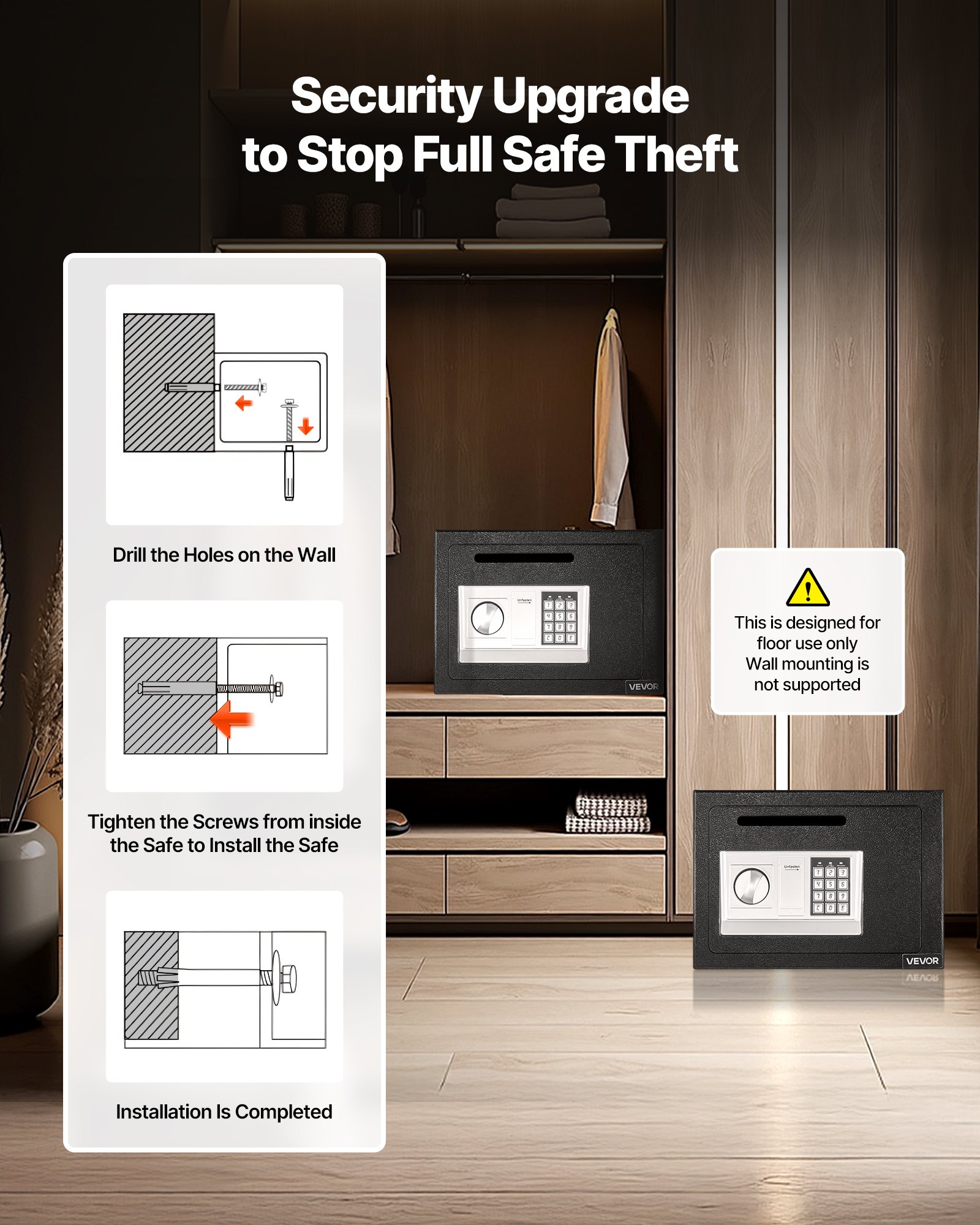 VEVOR Drop Safe 0,6 kubieke voet drop safe met handige drop gleuf aan de voorkant, drop cabinet safe met toetsenbord & draaiknop & 2 sleutels voor contant geld bankbonnen factuur