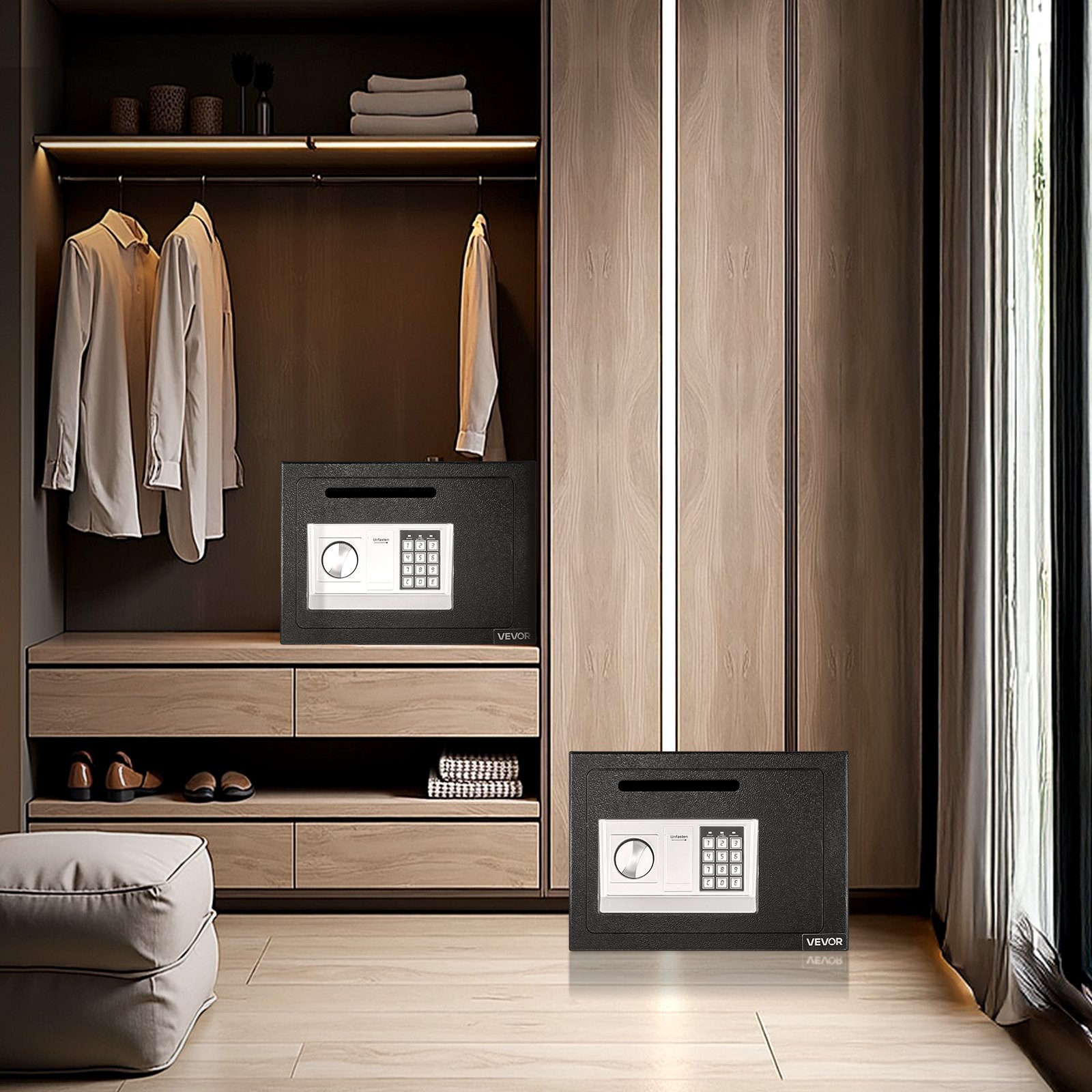 VEVOR Drop Safe 0,6 kubieke voet drop safe met handige drop gleuf aan de voorkant, drop cabinet safe met toetsenbord & draaiknop & 2 sleutels voor contant geld bankbonnen factuur