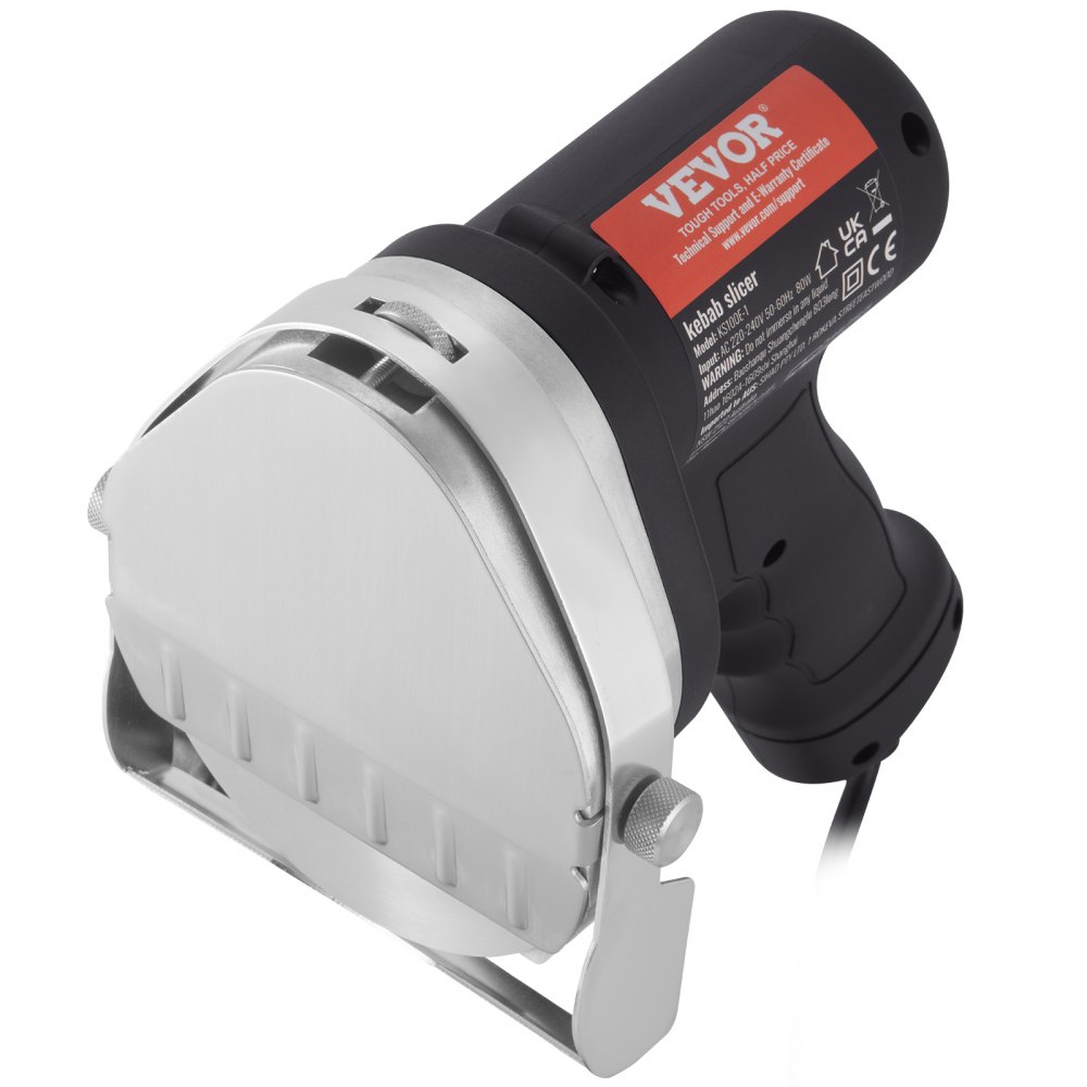 VEVOR Elektrisch Shawarma Mes, 80W, Turks Kebab Mes, Commerciële Roestvrijstalen Gyros Cutter, Doner Kebab Vleessnijder met 2 Messen, 10cm Mesdiameter