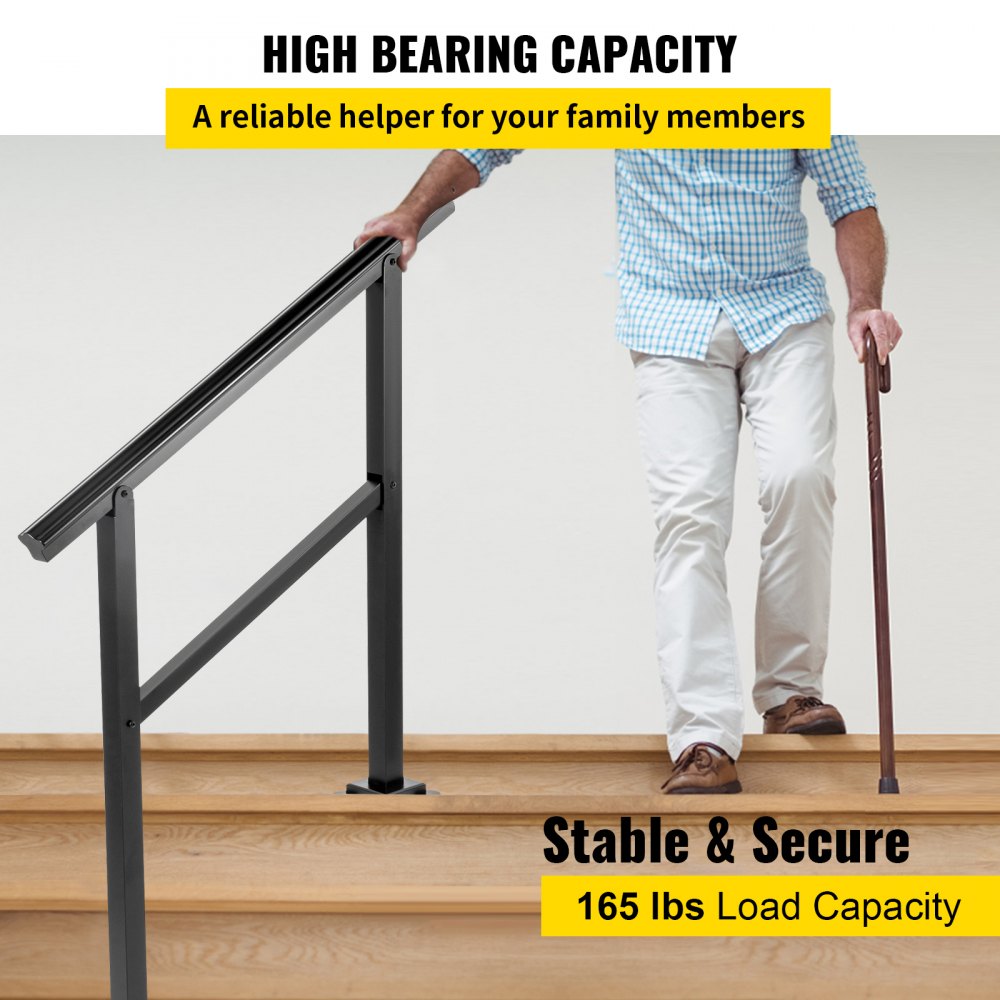 Vevor Trapleuning 2 Palen Leuning Balustrade Trap Rail Voor 4-5 Treden Aluminium