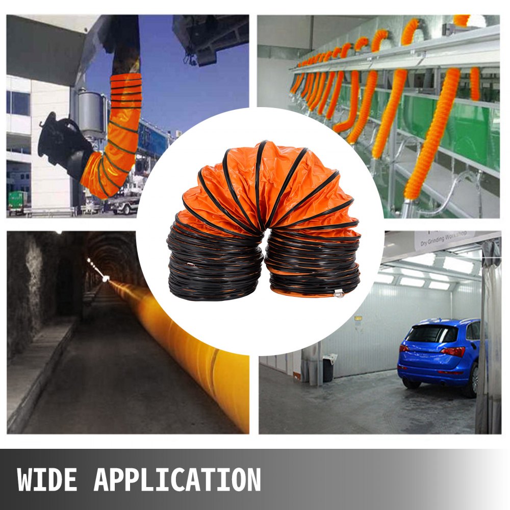 VEVOR luchttransportslang met een ventilatordiameter van 9,8 m, een warmeluchtslang van 30,48 cm, een ventilatieslang van 35 x 35 x 28 cm voor gebruik op de bouwplaats, oranje ventilatieslang.