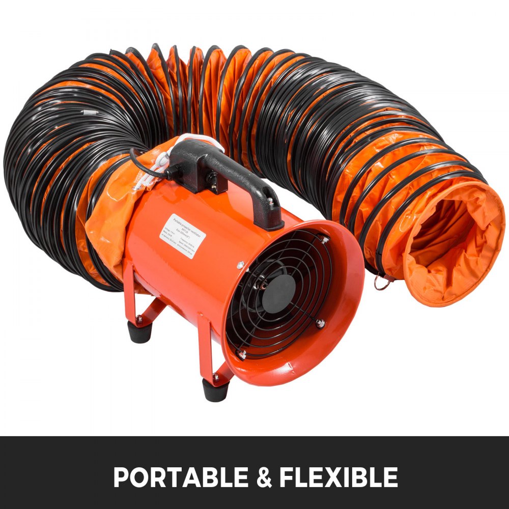 VEVOR Luchttransportslang, 7,6 M PVC Flexibele Buis voor Diameter 255 mm Afzuigventilator, Flexibele PVC Ventilatieslang, Draagbare  Zwaar Werk Industriële Ventilatorafzuigslang