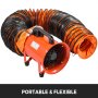 VEVOR 25FT PVC Flexible Duct,PVC Flexible Duct Hosing Industrial Portable Ventilator Extractor Hose Heavy Duty for 10 Inch Exhaust Fan