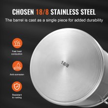 VEVOR Stainless Steel Stockpot, 42 Quart Large Cooking Pots, Multipurpose Cookware Sauce Pot with Lid & Handle, Heavy Duty Commercial Grade Stock Pot, Sanding Treatment, for Large Groups Events Silver