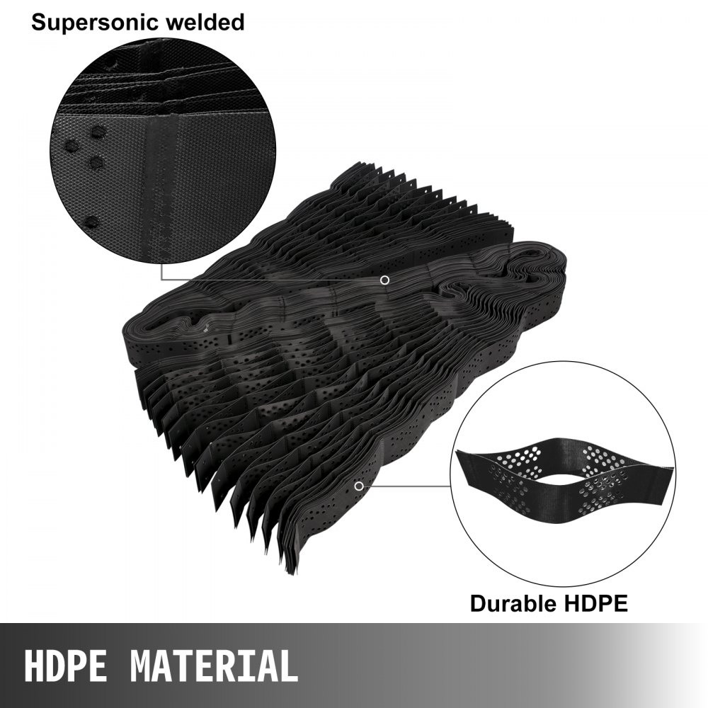VEVOR Geo Grid grondrooster 9x17 ft, Geocell rooster 4 inch dik, grindrooster HDPE-materiaal, bodemstabilisatierooster 1885 lbs per vierkante voet, trekvast grindrooster voor opritten met hellingen, tuin