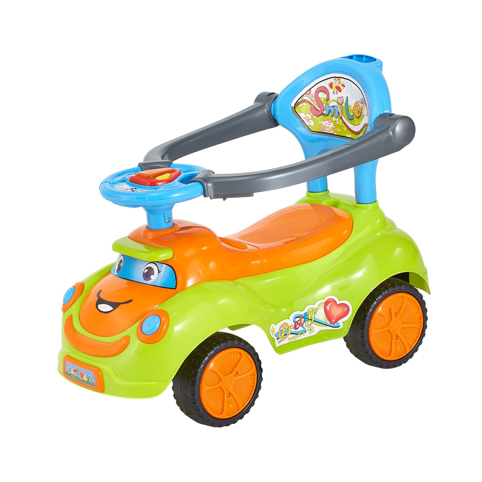 VEVOR Loopauto, 830 x 420 x 880 mm Loopauto met reling, handvat en opbergruimte onder de stoel, Loopwagen met een laadvermogen van 25 kg, Loopwagen voor peuters van 19 tot 36 maanden