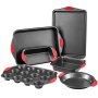 VEVOR Baking Pans Set, 6-Piece, Nonstick Carbon Steel Cookware Sheets & Trays, Stackable Kitchen Oven Bakeware Cooking Sets with Silicone Handles, Easy to Clean, for Baking Cookie Cake Muffin Bread