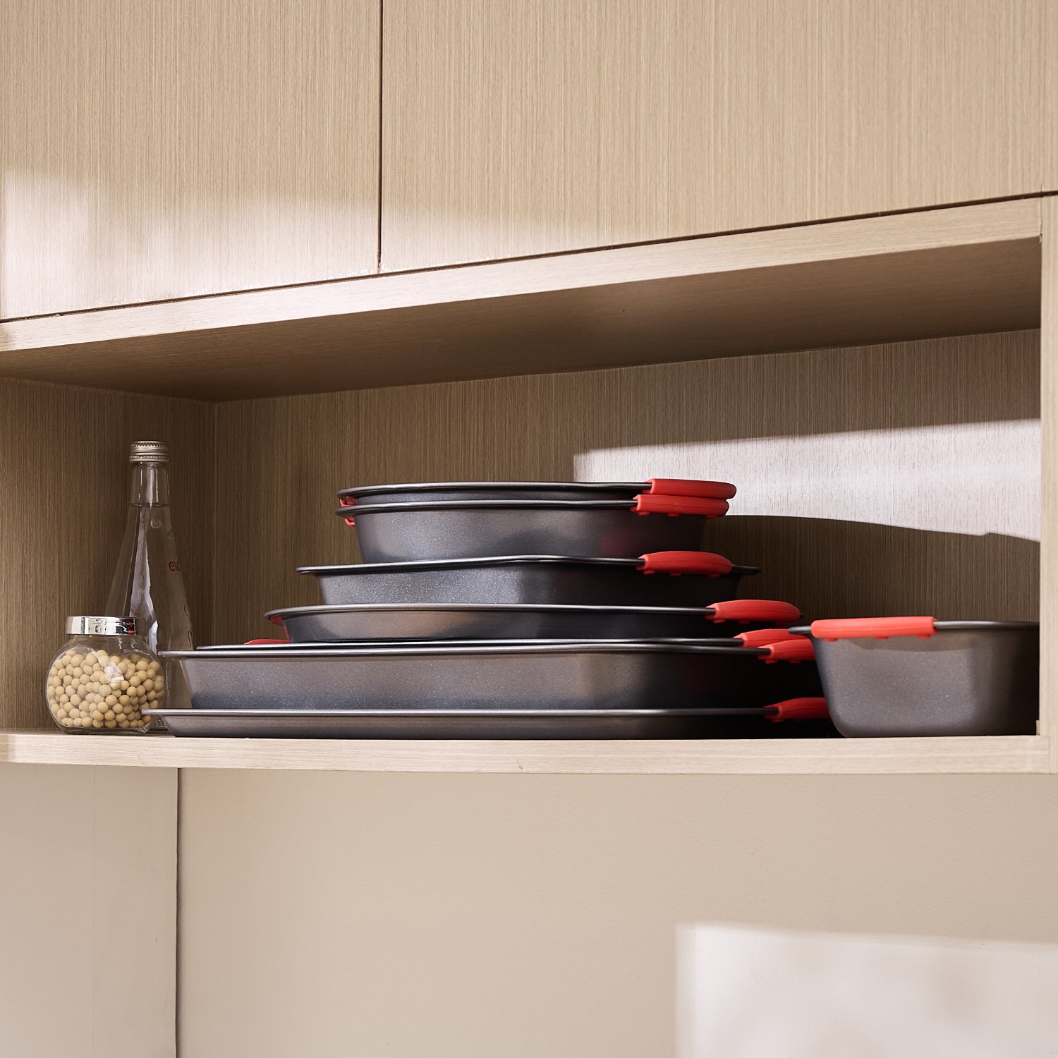 VEVOR Bakset 8-delige antiaanbaklaag van koolstofstaal, kookplaten en -schalen, baksets voor keukenovens met siliconen handgrepen, voor koekjes, cakes, muffins en brood