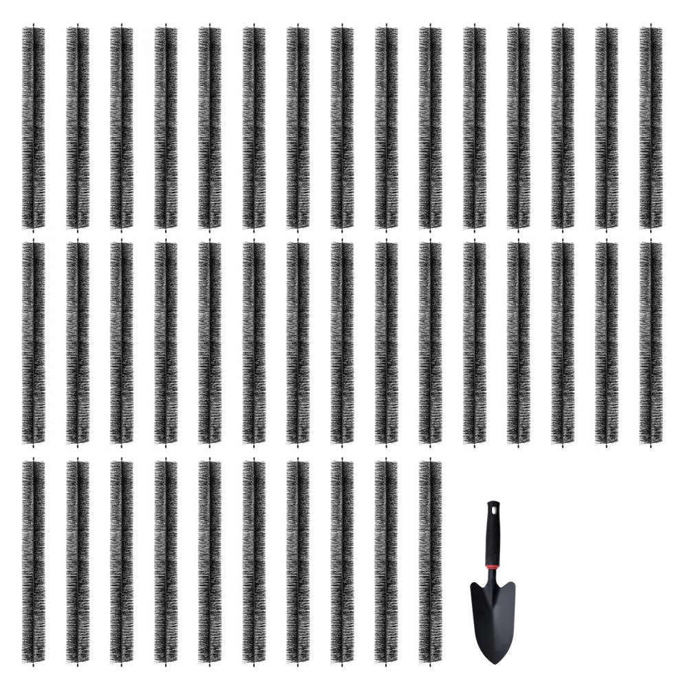 VEVOR gutter brush set of 30 with a black garden trowel on a white background.