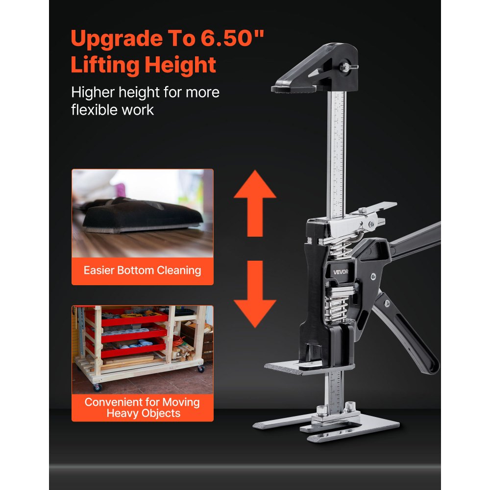 VEVOR Labor Saving Arm Jack, 2 PCS 200 kg Bearing Capacity, Lifting up to 165 mm, Metal Hand Lifting Jack Tool with Magnetic Level, 2 Adjustment Modes, for Door, Window, Furniture, Woodworking, Black