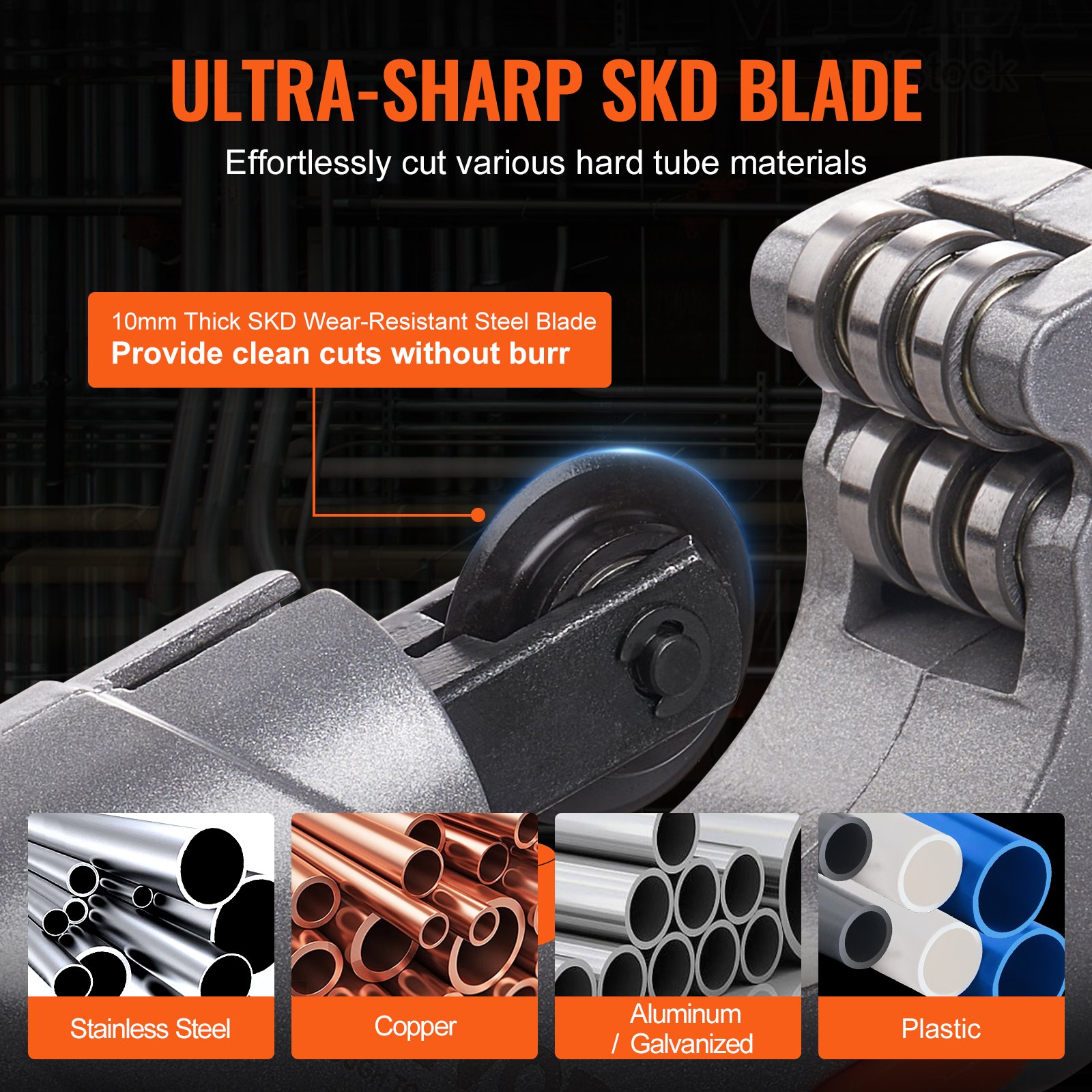 VEVOR 3PCS Tubing Cutter Set - Heavy Duty Pipe Cutter 3/16"-2"OD, Mini Tube Cutter 1/8"-7/8" & Deburring Tool, Professional Ultimate Pipe Cutter Set for Stainless Steel, Copper, Aluminum, Plastic Pipe