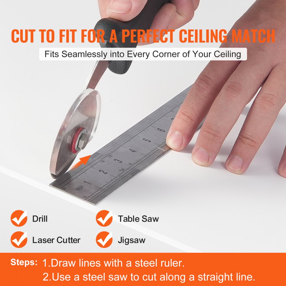 VEVOR Ceiling Tiles, 12-Pack 24 x 24 in, Drop Ceiling Tiles Premium PVC Foam Sheet, Fire-Rated & Good Flexibility & Easy Installation, Ceiling Covering for Home/Office Decoration, Smooth White