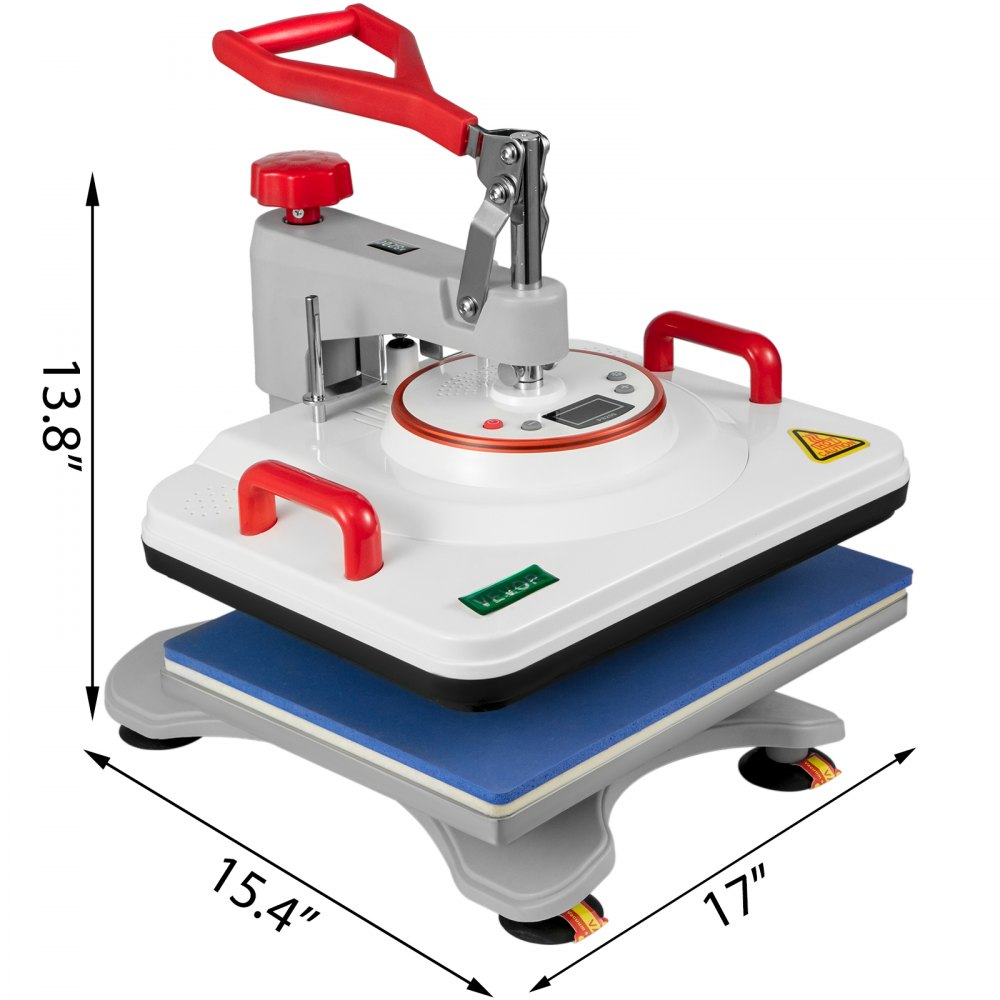 VEVOR 15x12Inch Heat Press Machine 5 in 1 Heat Press 30x38cm Professional Multifunctional Heat Press Digital Hot Sublimation Machine White for Mug Plate and Cap Transfer