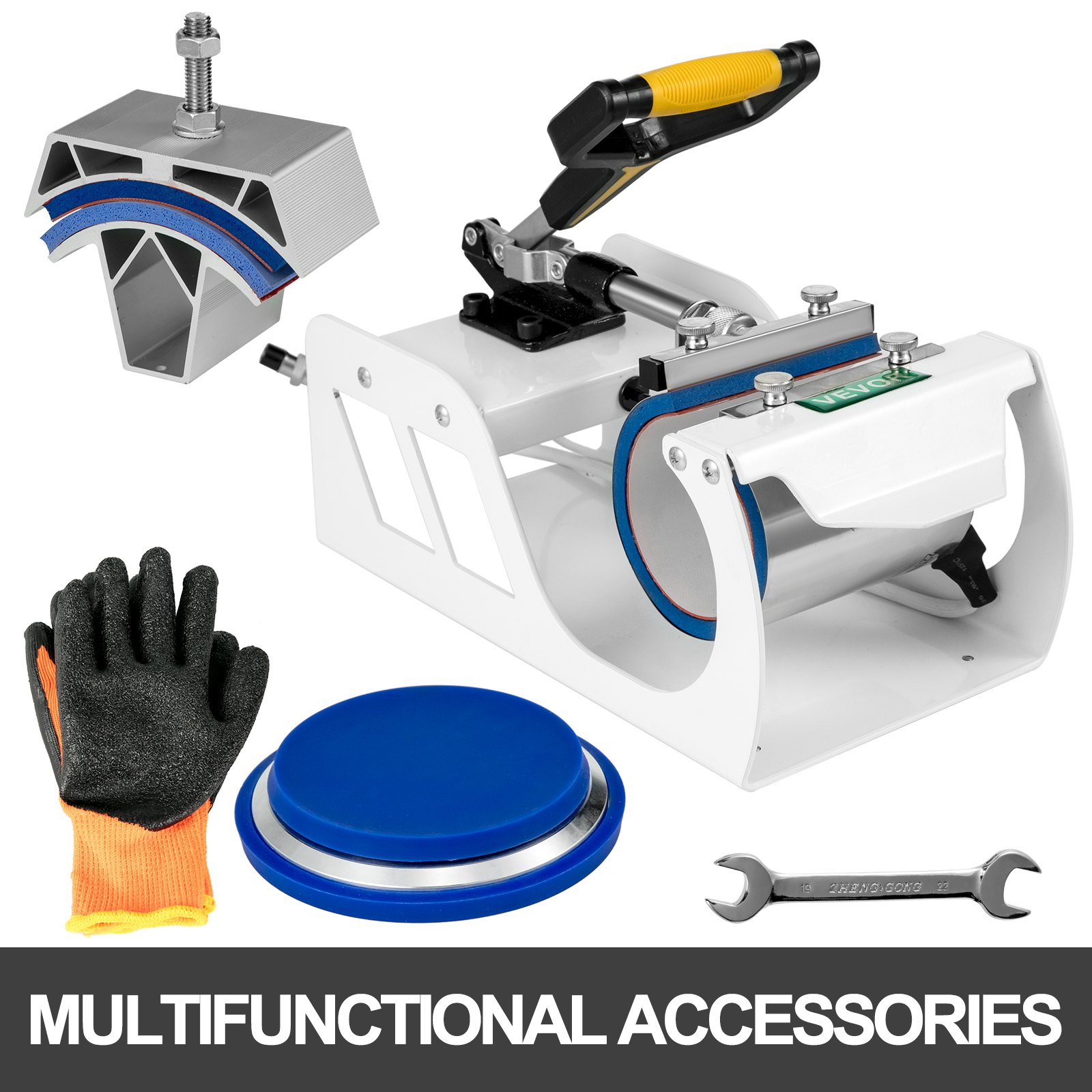 VEVOR 15x12Inch Heat Press Machine 5 in 1 Heat Press 30x38cm Professional Multifunctional Heat Press Digital Hot Sublimation Machine White for Mug Plate and Cap Transfer