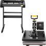 VEVOR Warmte Persmachine, 38 x 38 cm 5 in 1 Warmte Persmachine en 870 mm Vinyl Cutter Plotter, Snijplotter Machine met Signmaster, Snijplotter voor het Overbrengen van Afbeeldingen op T-shirtstassen