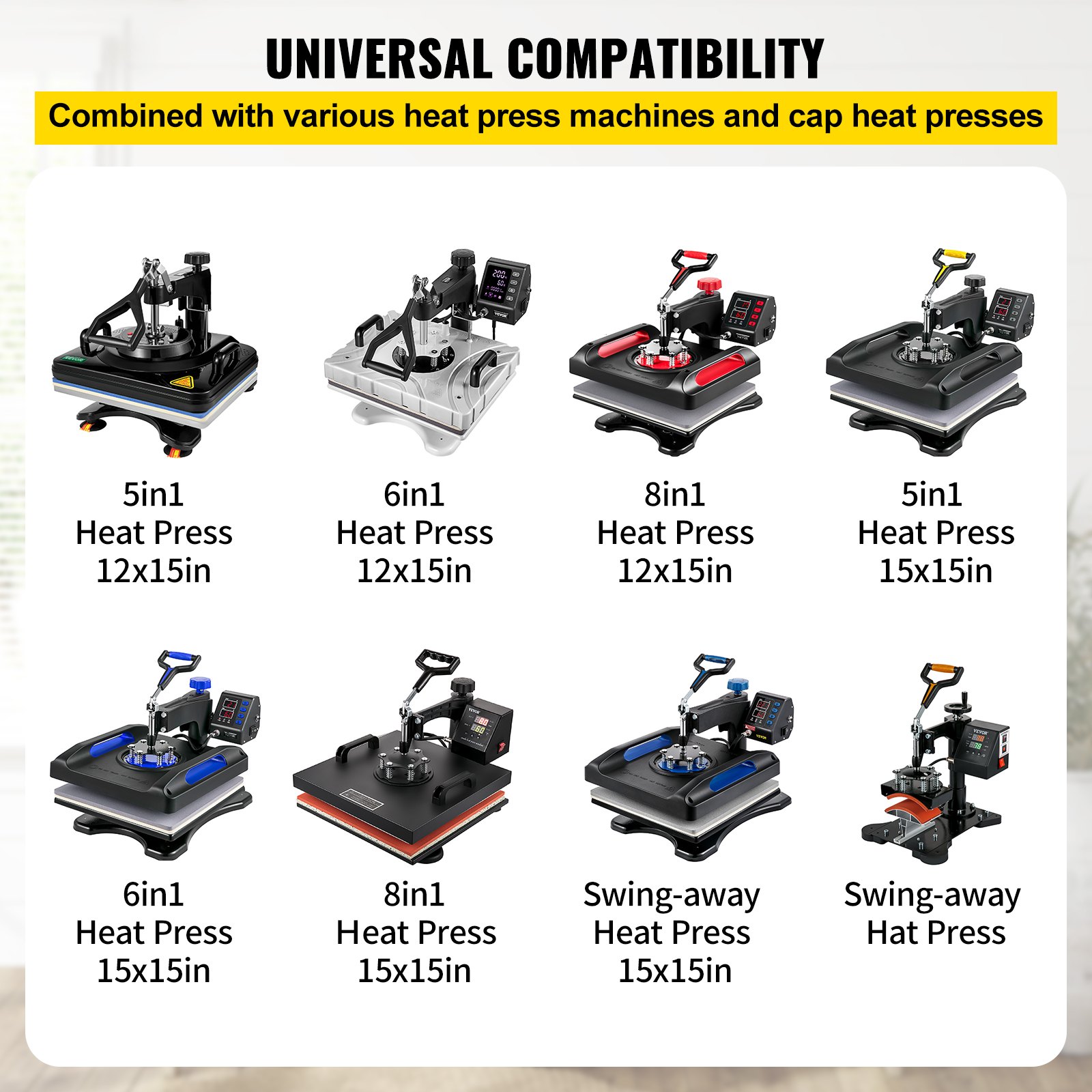 VEVOR Cap Press Pad, 6x3in Hat Heat Press Attachment, Silica Gel Hat Cap Curved Heating Element Press Mat Pad, Metal Heating Cap Hat Plate Sublimation Transfer DIY Presser for Heat Press Machine 220V