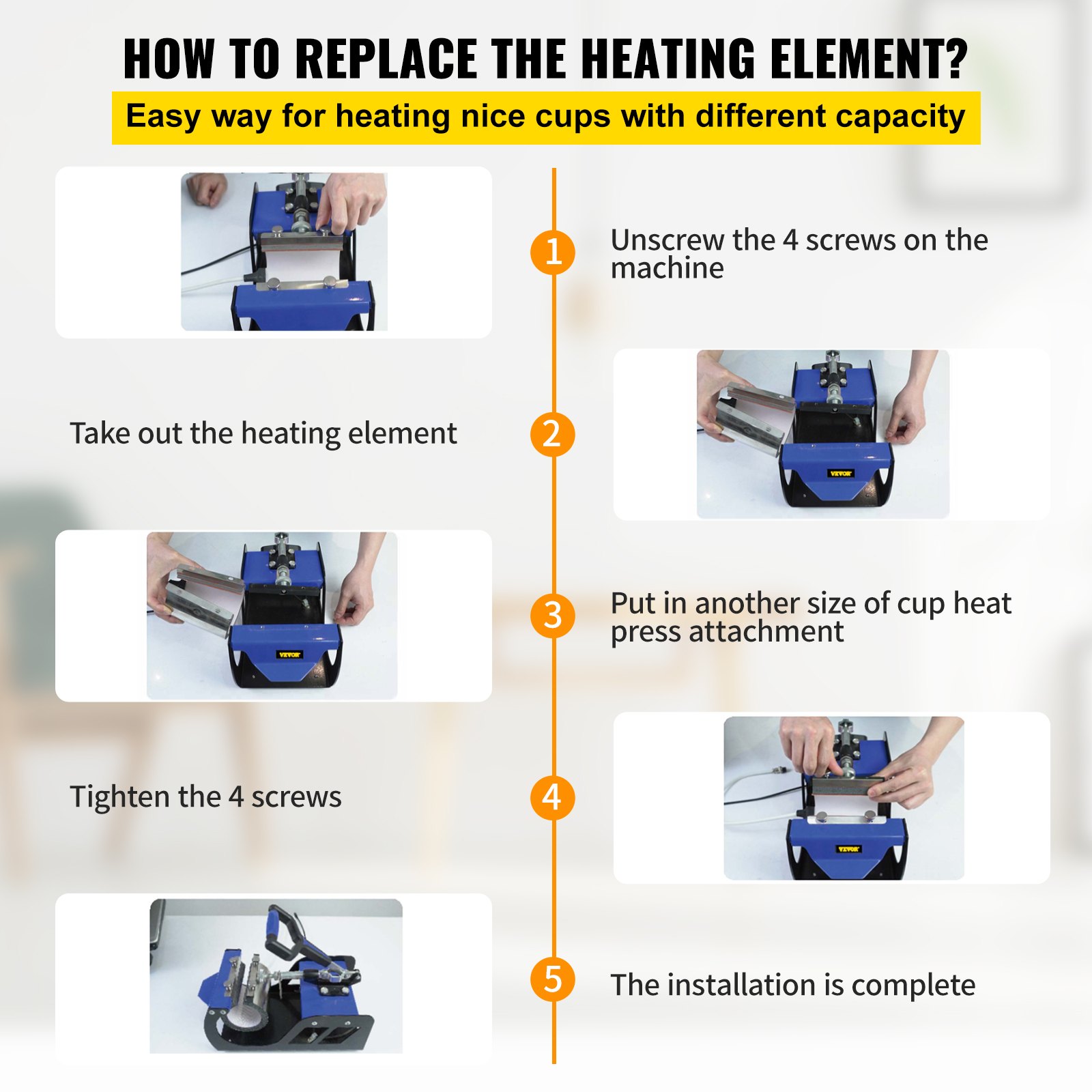 VEVOR Mok Pers 6/11/12/17oz Mok Druk Hitte Pers Mok Afdrukken