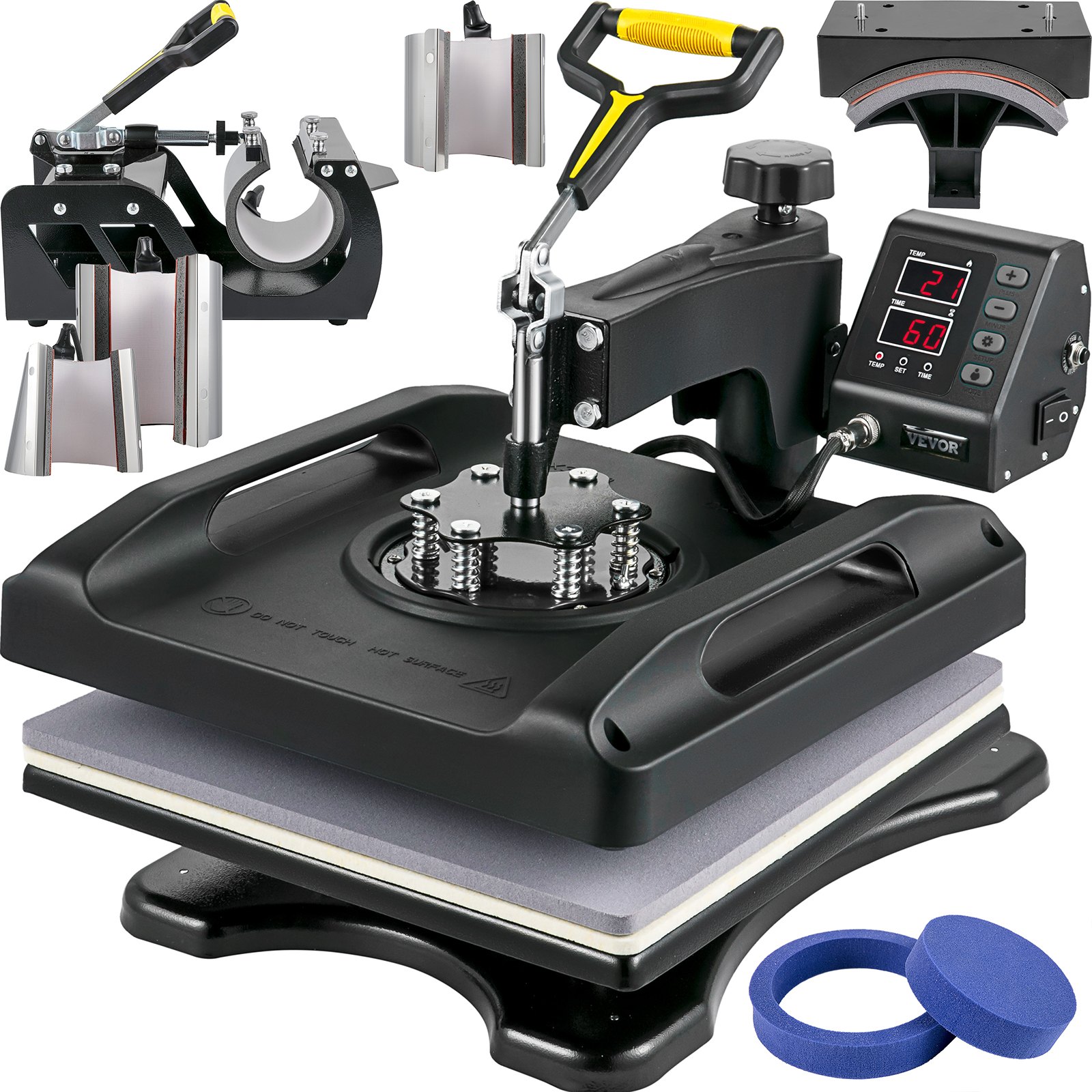 VEVOR Warmteoverdracht Printer 8 in 1 Digitale Swing Hittepers Machine 38 x 38 cm Warmte Persmachine Digitale Printer Nauwkeurig Digitaal Display Patronen Kunnen Worden Overgebracht op T-shirts/Petten