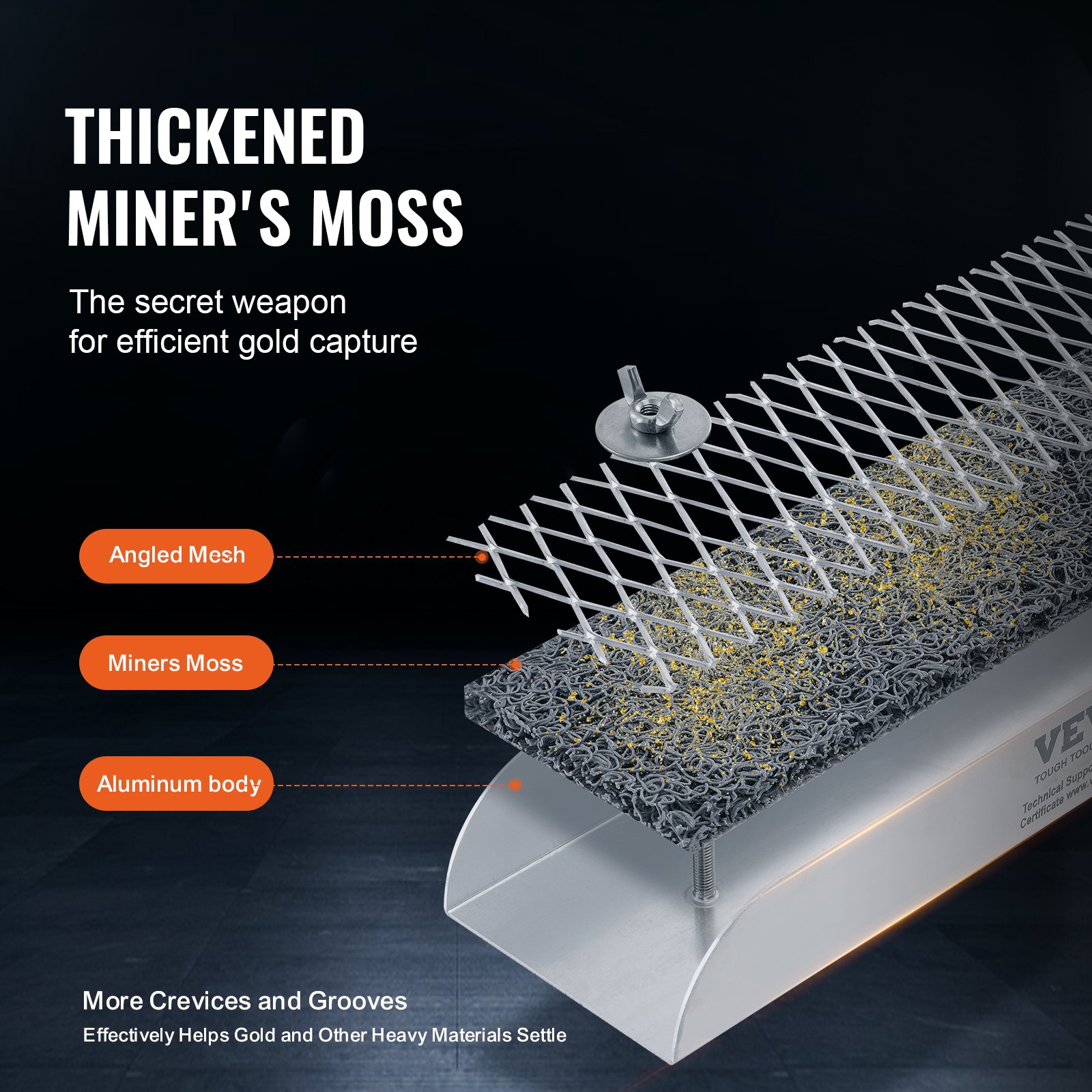 VEVOR Goudpannen Pan Goudkuip Bekkenset 8,9 x 30,48 cm Aluminium Goudpan voor Goudpannen Goudkuip Bekken voor Nugget Mijnbouwkuip Goudpan Zand Goudwinning Handmatig Goudwassysteem Graaft