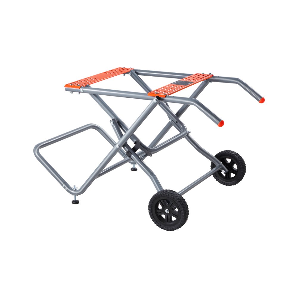 VEVOR Portable Table Saw Stand, 350 lbs Load Capacity, Rolling Foldable Table Saw Table with 8 Inches Rubber Wheels, Heavy Duty Construction, Easy Storage, Universal for Most Brands of Table Saws