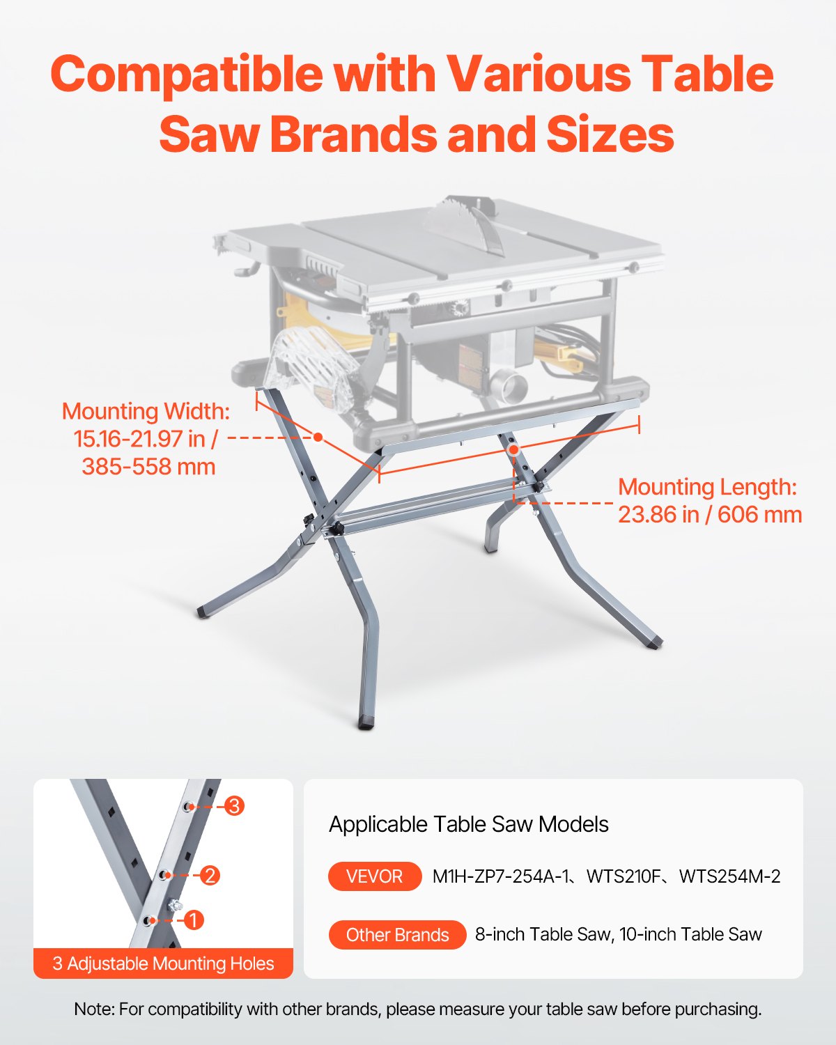 VEVOR Table Saw Folding Stand, 350 lbs / 158.76 kg Load Capacity, Portable Compact Table Saw Stand, Heavy Duty Construction, Easy Storage, Foldable Design, Universal for Most Brands of Table Saws