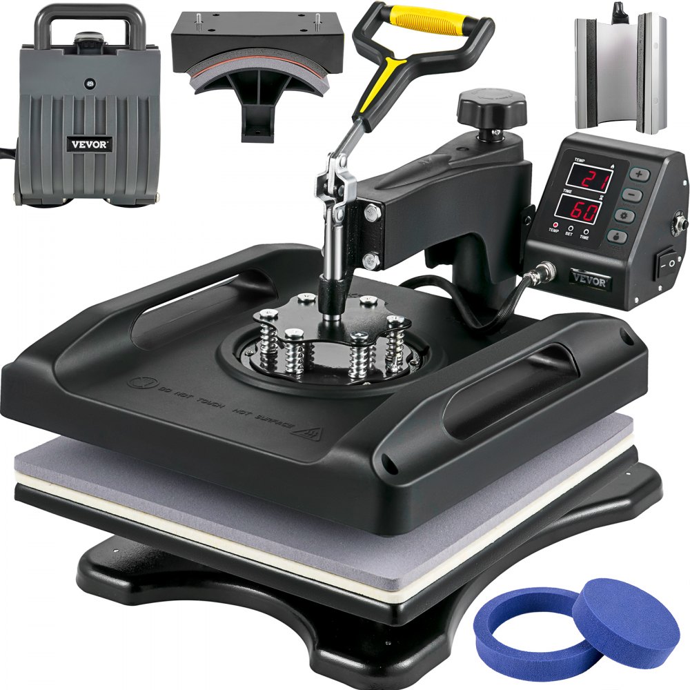 Vevor Heat Press Machine Heat Press Printer 38x38cm 6 In 1 Zwart 1000w T-shirt