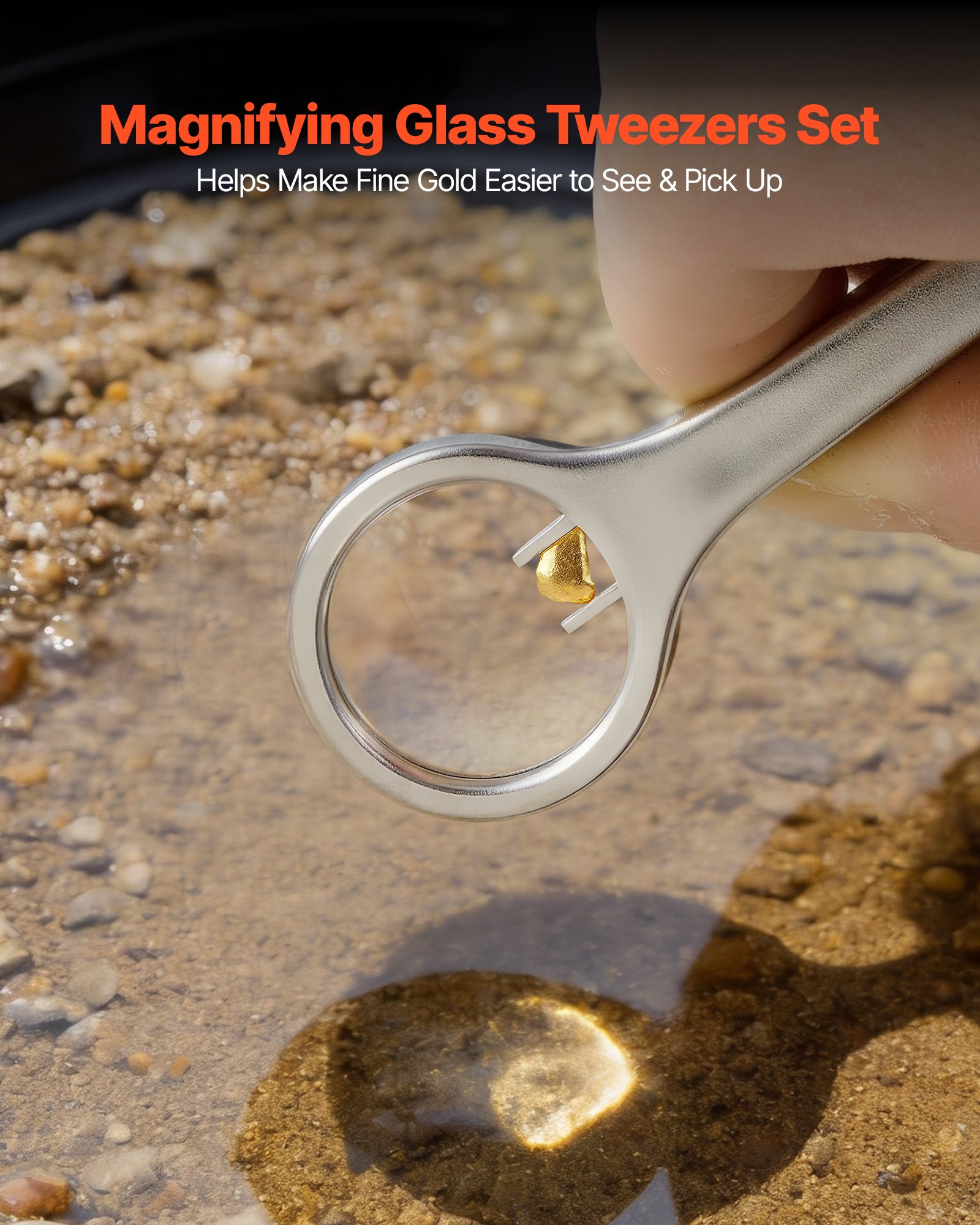 VEVOR Goudzoekset, 10 & 14 inch, PP Goudzoekbak, 19-delige draagbare set met zeefjes, zandmagneet, steenhouwer, schepjes, rugzak en accessoires, Goudzoekset, zwart