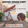 VEVOR 3 Seater Patio Swing Chair with Adjustable Canopy Porch Swing with Armrests Teslin Fabric and Alloy Steel Frame for Balcony Backyard Patio Garden Brown