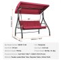 VEVOR patio swing chair in burgundy with canopy, 60-inch seat width, and metal frame measuring 72.8 inches.