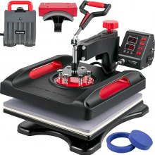 VEVOR Transferpers Hittepers 5 in 1 Warmte Persmachine 15 x 15 Sublimatie T-shirt Cap Mok Plaat Rood