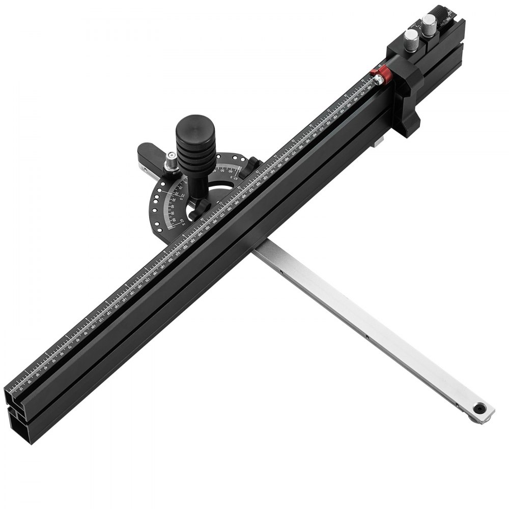 VEVOR Precision Miter Gauge, Standard Slot 3/4'' x 3/8'', Aluminum Alloy Table Saw Miter Gauge with 24 in Grating 15 Angle Stops Adjustable Spring Loaded Plunger and Removable Disc, for Woodworking