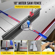 VEVOR Miter Gauge, 18" Table Saw Miter Gauge, Precision Miter Saw Fence with Laser Marking Scale, Aluminum Table Saw Sled with 60 Degree Angled Ends for Max. Stock Support and a Repetitive Cut Flip St