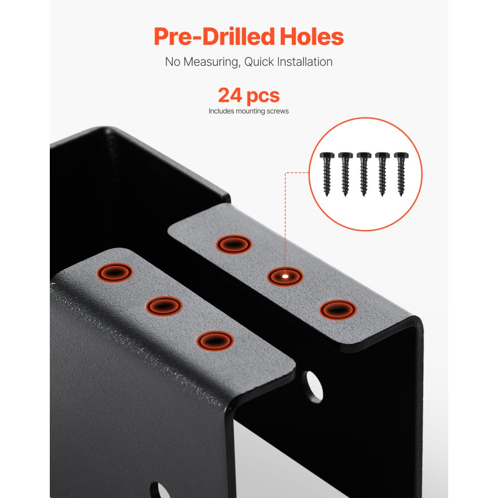 VEVOR Concealed Joist Hanger, 2x4 Inch Outdoor Concealed-Flange Joist Bracket with Screws, Steel Light Joist Hangers for 1.93 x 3.62 Inch / 49 x 92 mm Beam, Swing, Fence, Wooden Slides, 24 Pcs