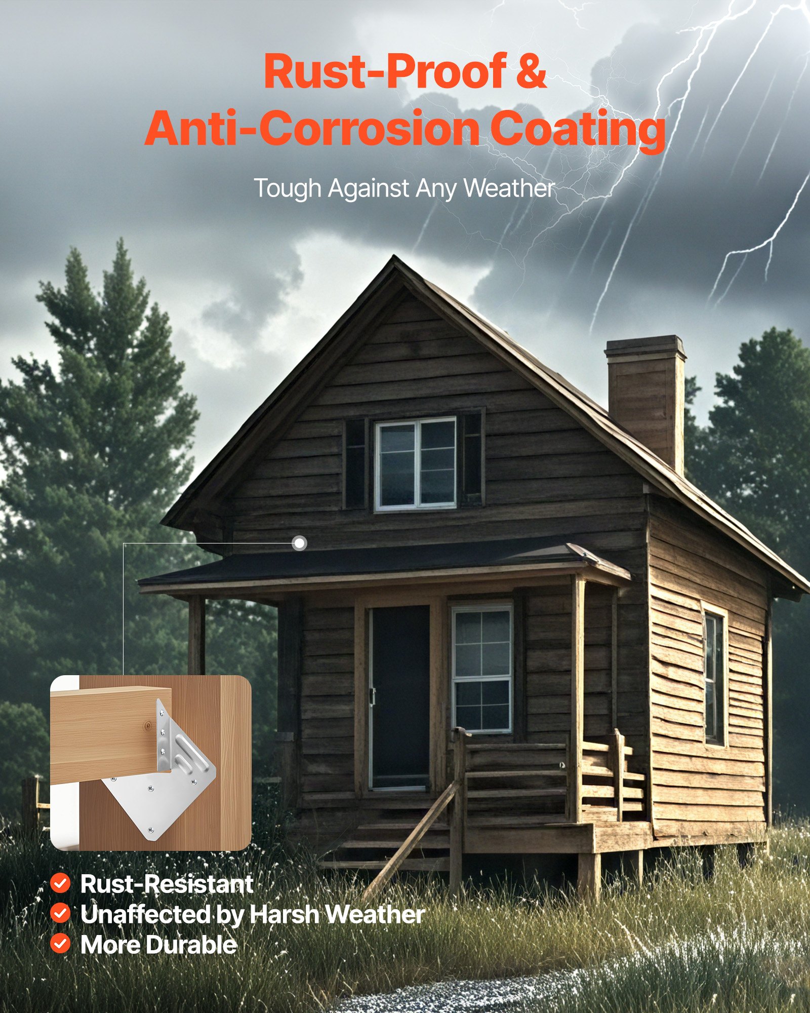 VEVOR Hurricane Ties for Rafter, Inner Size 5.31x1.57x2.48 in / 135x40x63 mm, Heavy Duty Hurricane Straps, Heavy Duty Rafter Ties Brackets Joist Hangers for Roof Beam Wooden Construction, 25 Pcs