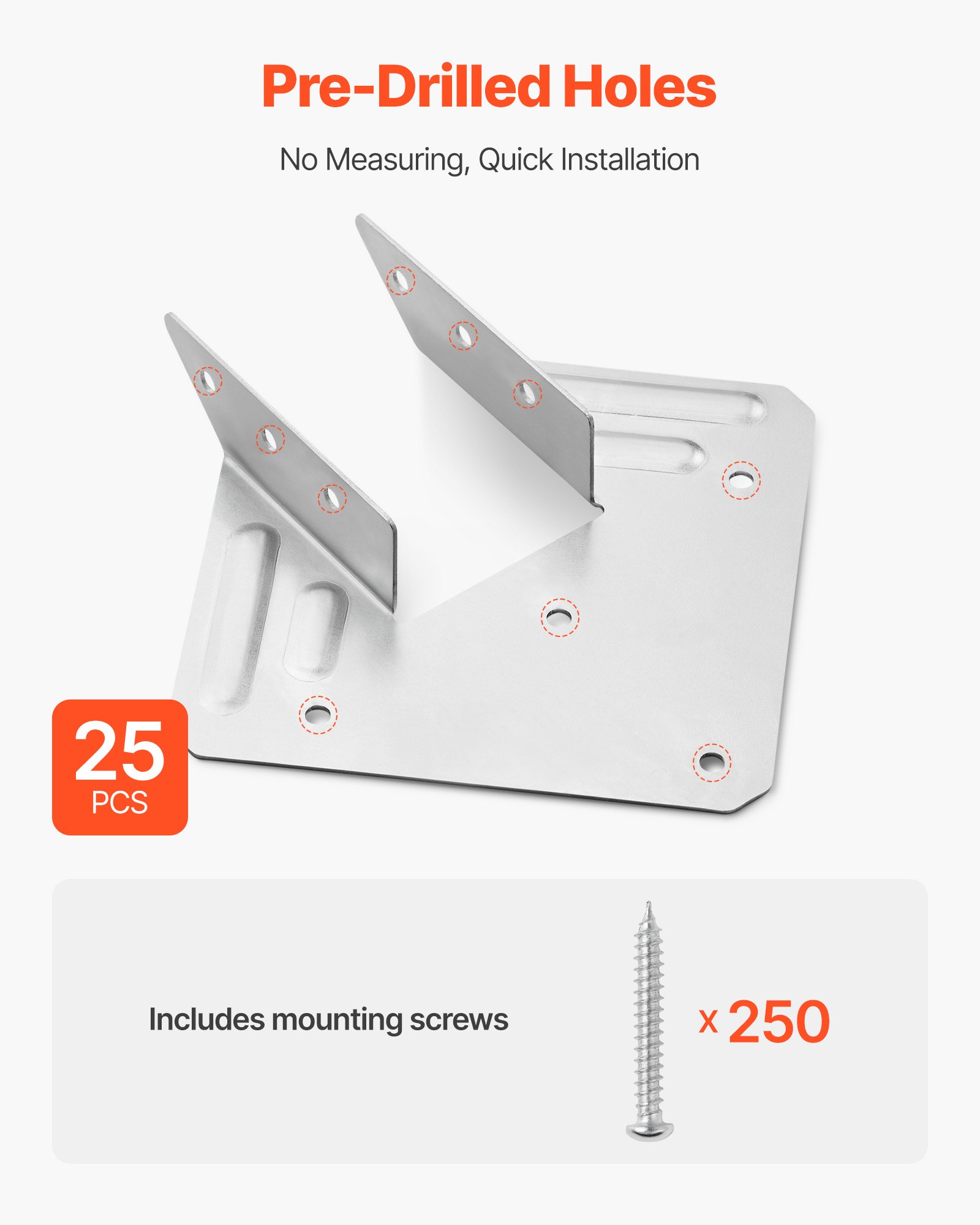 VEVOR Hurricane Ties for Rafter, Inner Size 5.31x1.57x2.48 in / 135x40x63 mm, Heavy Duty Hurricane Straps, Heavy Duty Rafter Ties Brackets Joist Hangers for Roof Beam Wooden Construction, 25 Pcs